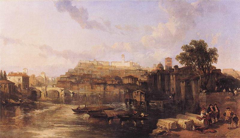 David Roberts View on the Tiber Looking Towards Mounts Palatine and Aventine Germany oil painting art
